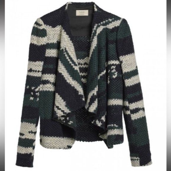 ba&sh Sweaters - BA&SH Iris chunky waterfall knit open jacket / cardigan green blue multi